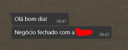 Depoimento WhatsApp - Negócio fechado